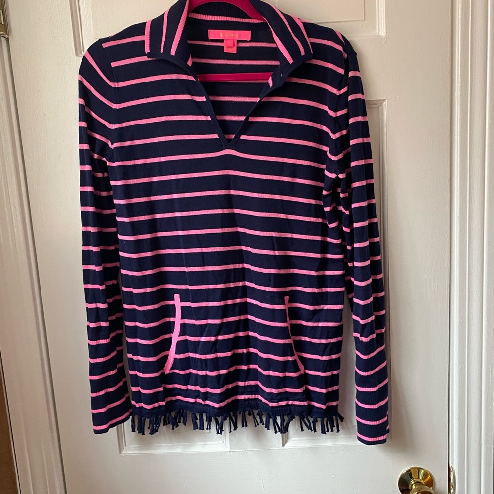 Lilly Pulitzer long sleeve collared very light sweater size S